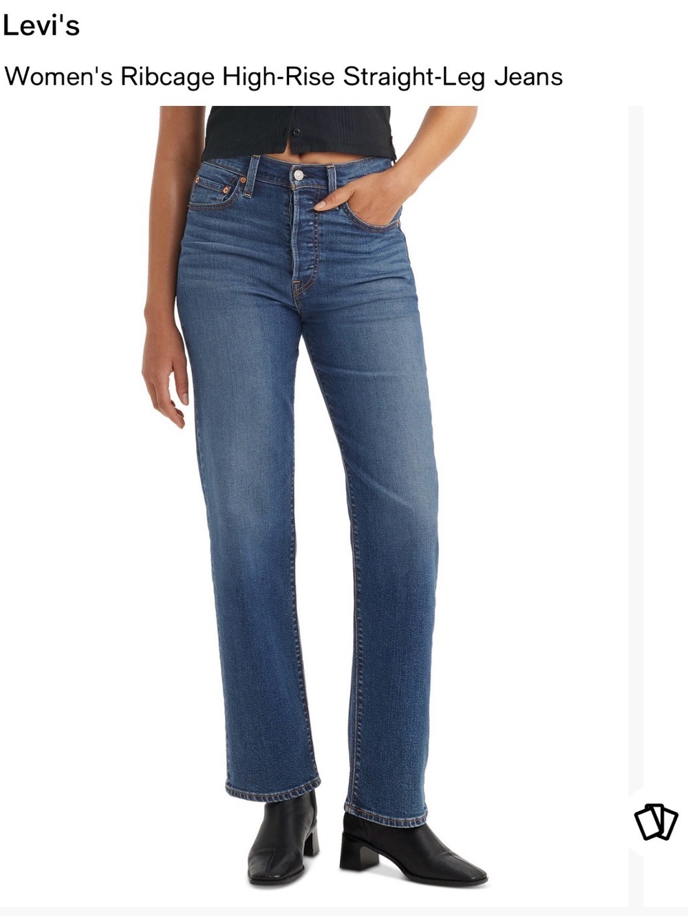 Levi's Ribcage Straight Leg Jeans in Blue Waist 32 Like New